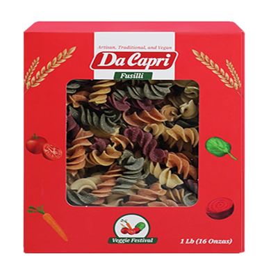 Da Capri Veggie Festival Fusilli (Pack Of 2) | Artisanal Homemade Pasta | 16 Oz Vegan & Healthy | 100% Natural & Plant-Based | Easy to make & Fast Cooking