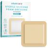 ViveCare Silicone Foam Dressing 4x4 with Border Adhesive - Bed Sore Bandage Foam Wound Dressing - Silicone Bordered Foam Dressing with Adhesive Border - Pressure Sore & Ulcer Wound Patches (5 Pack) view 1