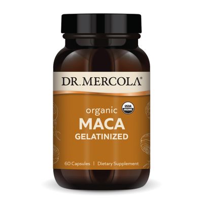 Dr. Mercola Organic Maca Gelatinized Dietary Supplement, 30 Servings (60 Capsules), Non GMO, Gluten Free, Soy Free, USDA Organic