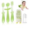 FOKiiBO Baby Silicone Toothbrush Set, Tongue Brush + Finger Toothbrush with Cup for Training Teething, 0-18M Infant Toddler Newborn Baby Teeth Brushes view 1