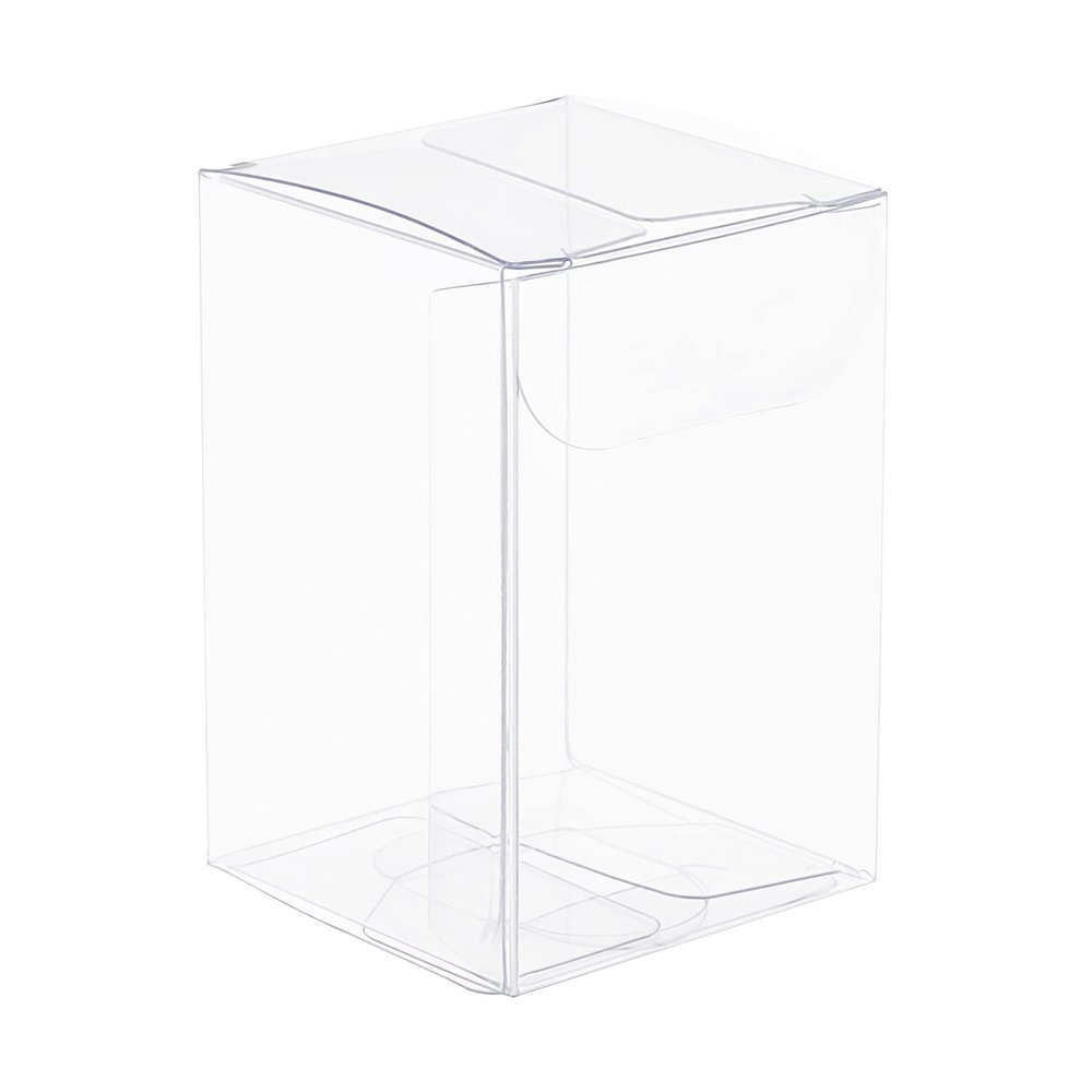 BENECREAT 40Pcs Clear PVC Gift Boxes, 1.5x1.5x2.3 Small Favor Box for Wedding, Party, Candy, Cupcakes & Treat Packaging