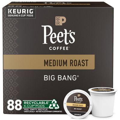Peet's Coffee, Medium Roast Keurig K-Cup Pods, 100% Arabica Coffee - Big Bang 88 Count (4 Boxes of 22 Pods)