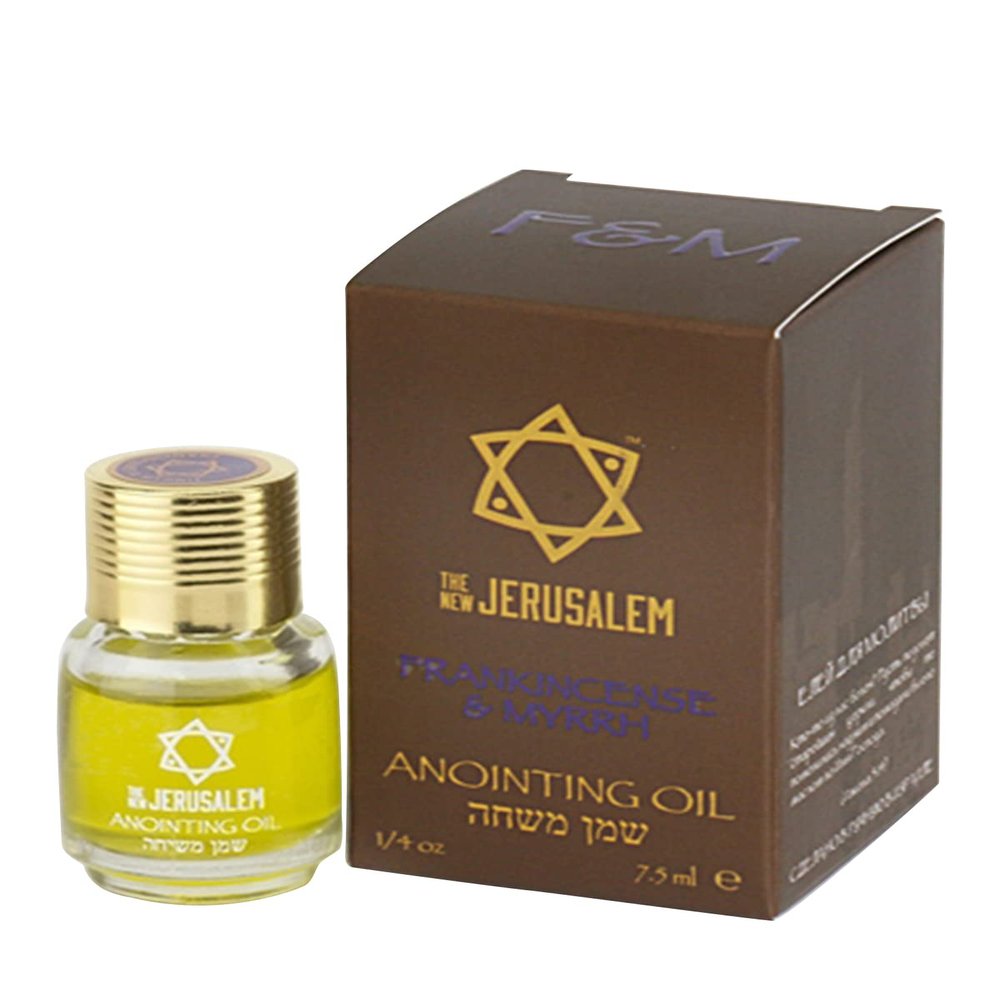 Frankincense and Myrrh Anointing Oil from Israel, Holy Spiritual Oils Bottles from Jerusalem Blessed, Handmade with Natural Ingredients and Blessed for Wedding Ceremony, Religious Use, 0.25 Fl Oz