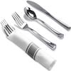 Nicole Fantini's LILLIAN Pre-Rolled 480 Pieces Silver-polished Extra Heavy Weight Full Size Cutlery Wrapped in & Linen-Like Napkin for individual guests for Elegant Parties view 1