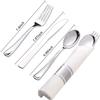 Nicole Fantini's LILLIAN Pre-Rolled 480 Pieces Silver-polished Extra Heavy Weight Full Size Cutlery Wrapped in & Linen-Like Napkin for individual guests for Elegant Parties view 2