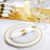 Nicole Fantini's LILLIAN Pre-Rolled 480 Pieces Gold-polished Extra Heavy Weight Full Size Cutlery Wrapped in & Linen-Like Napkin for individual guests for Elegant Parties view 4