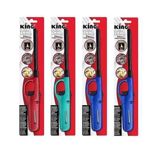 4 Pack King Long Lighter Multi Utility Lighter Assorted Colors