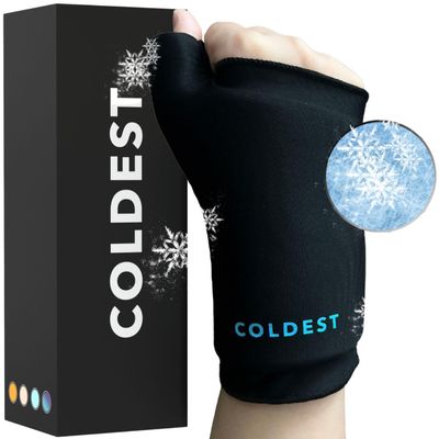 Coldest Thumb Wrist Ice Pack 360 - Adjustable Hand Support Brace & Reusable Gel Pack, Hot Cold Therapy for Pain Relief of Carpal Tunnel, Rheumatoid Arthritis
