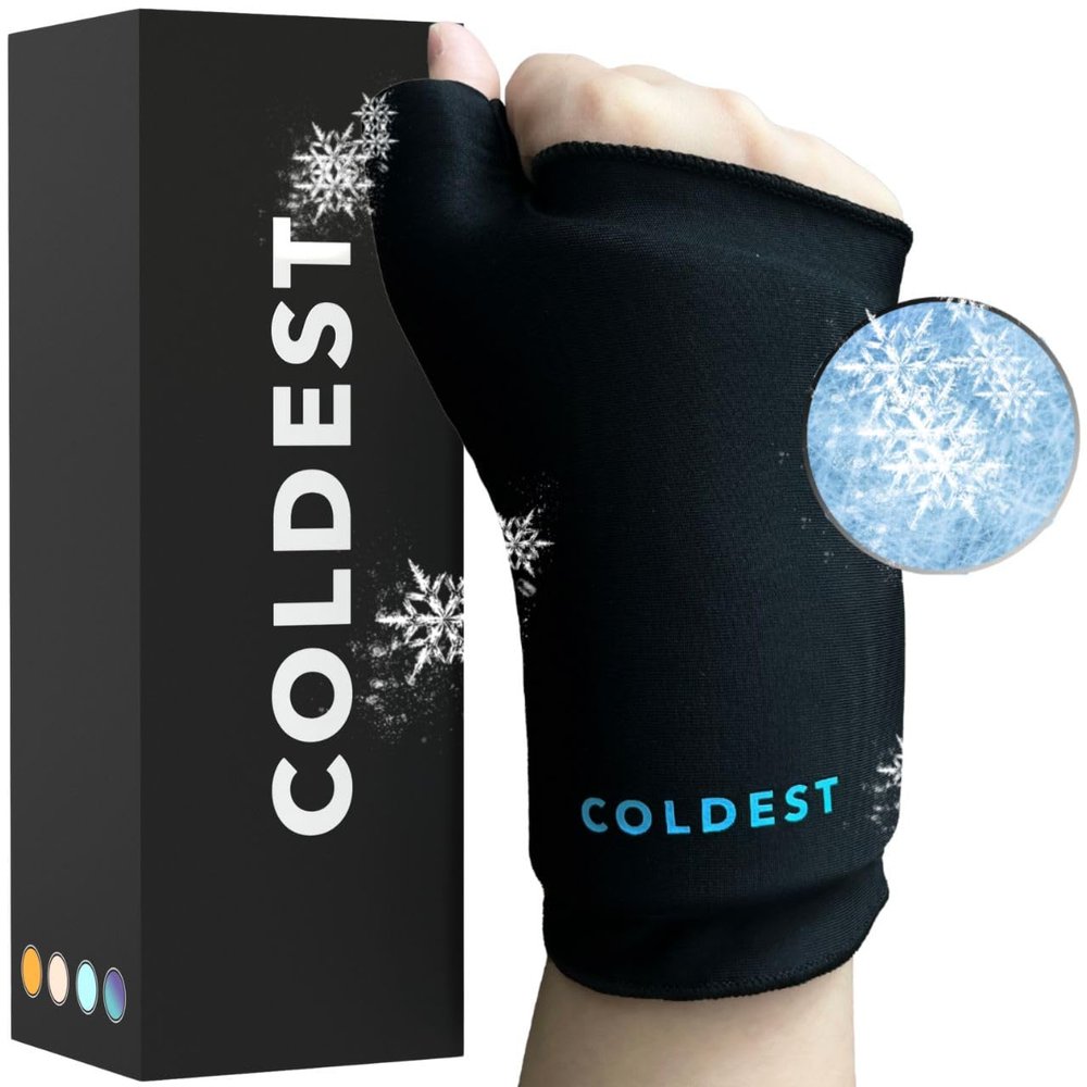 Coldest Thumb Wrist Ice Pack 360 - Adjustable Hand Support Brace & Reusable Gel Pack, Hot Cold Therapy for Pain Relief of Carpal Tunnel, Rheumatoid Arthritis