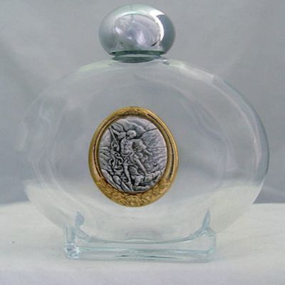 St. Michael Glass Holy Water Bottles, 8oz, 5", Made in Italy, 3-Count Value Pack