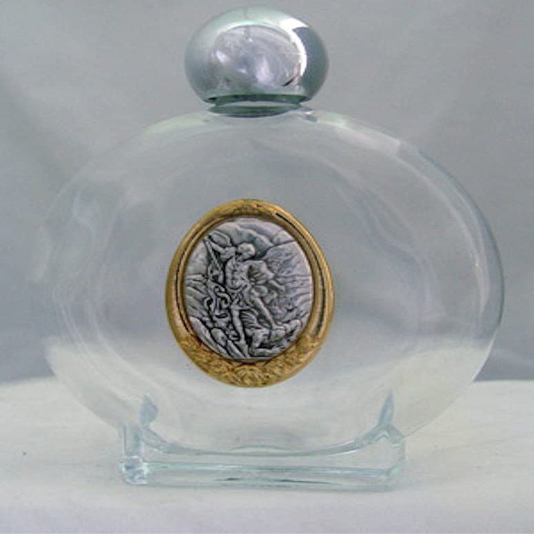 St. Michael Glass Holy Water Bottles, 8oz, 5", Made in Italy, 3-Count Value Pack