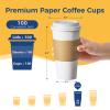 Fit Meal Prep 100 Pack 20 oz Disposable Coffee Cups with Lids, Sleeves, Leak-Proof To Go Coffee Cups with Lids, Durable Hot Paper Cups for Home, Office, Party, Business view 2