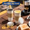 Fit Meal Prep 100 Pack 20 oz Disposable Coffee Cups with Lids, Sleeves, Leak-Proof To Go Coffee Cups with Lids, Durable Hot Paper Cups for Home, Office, Party, Business view 4
