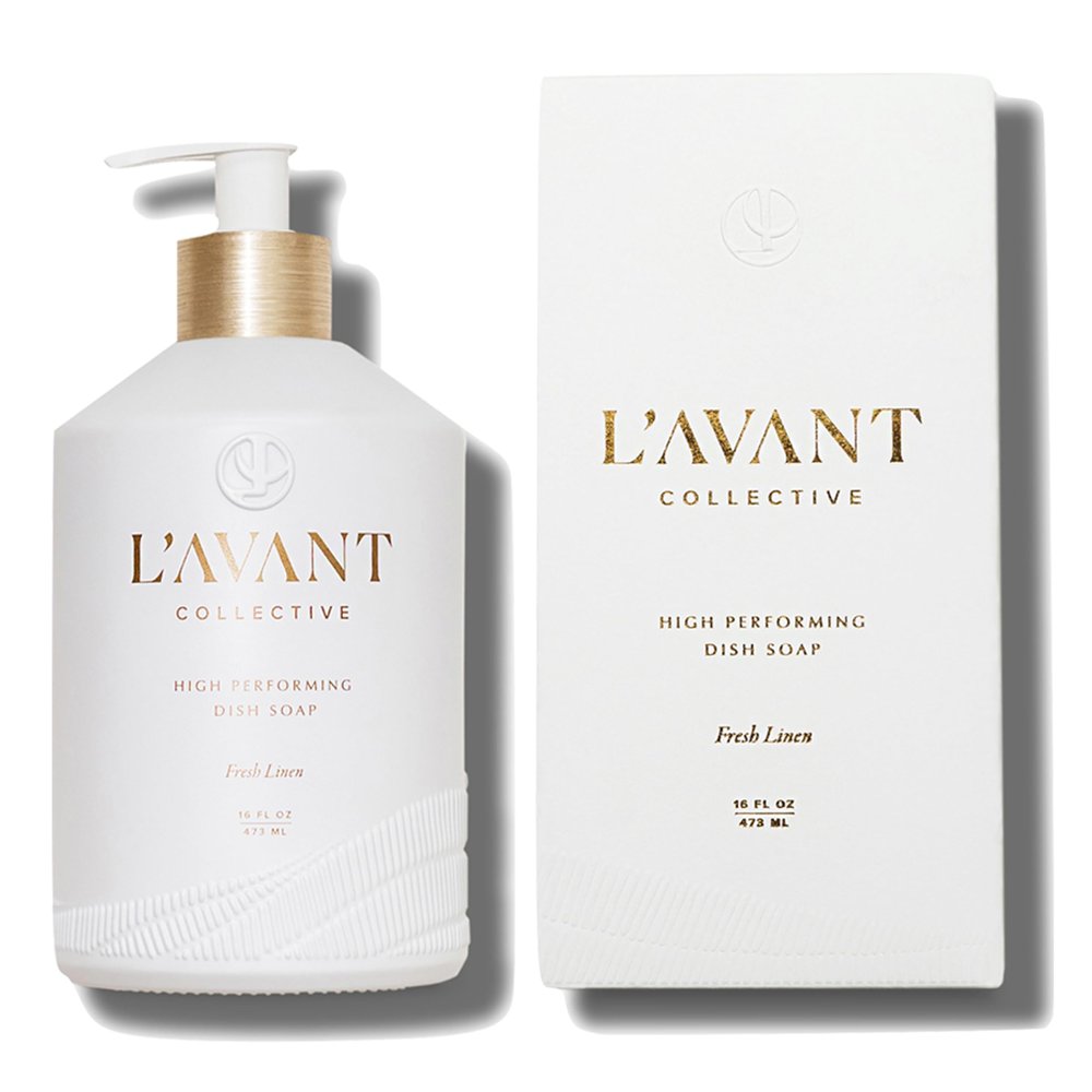 L'AVANT Collective High Performing Dish Soap | Plant-Based Ingredients & High Performing Formula | Fresh Linen Scent | Reusable Glass Bottle I 16 FL oz/473 mL