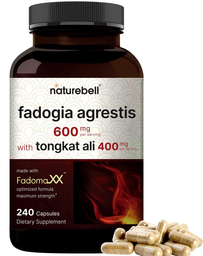 NatureBell Fadogia Agrestis - 240 Capsules - 600mg Fadogia Agrestis with 400mg Tongkat Ali - High Strength Extracts for Vitality & Workout Performance Support*