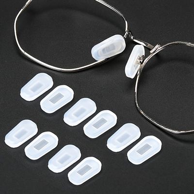 18 Pairs Eyeglass Nose Pad Covers, Anti Slip Silicone Nose Pad Replacement for Screw-in Glasses Sunglasses, Ultra Soft with Glasses Clean Cloth (Large, White)