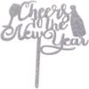 Cheers to The New Years Cake Topper Happy New Year Cupcake Picks Fruit Picks Cake Decoration for New Years Eve Party Supplies - Silver view 1