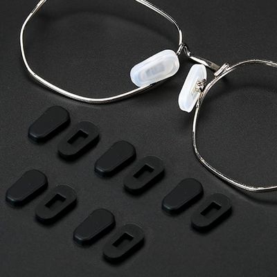 18 Pairs Eyeglass Nose Pad Covers, Anti Slip Eyeglasses Nose Pad Silicone Replacement for Screw-in Glasses & Sunglasses, Ultra Soft with Glasses Clean Cloth (Large, Black)