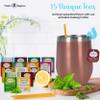 Modern Elegance Tea Tumbler Gift Set  Includes Tea Bag Holder, Spoon, Honey Straw, 15 Assorted Flavor Blends & Hot & Cold 12oz Insulated Tumbler  Ideal for Holiday Gift for Tea Lovers  Rose Gold view 3