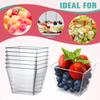 Poever 3.8 oz Plastic Dessert Cups with Spoons 50 Pack, Clear Square Mini Dessert Cups Appetizer Cups Parfait Cups Tumbler Cups for Mousse Puddings, Party Supplies view 3