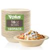 Vplus 180 Pack 16 OZ Paper Bowls, Disposable Compostable Bulk, Eco-friendly Bagasse, Heavy-duty Bowls Perfect for Milk Cereals, Snacks, Salads view 1