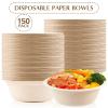 ZORRITA 150 Pack 12 oz Compostable Paper Bowls Small Disposable Soup Bowls Natural Sugarcane Biodegradable Bowls for Ice Cream, Desserts, Salads, Pet Food view 3
