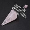 1 Pieces Rose Quartz Gemstone Pendulum with Chain, Facated (Crystal Reiki) view 1