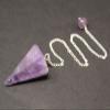 1 Pieces Amethyst Gemstone Faceted Pendulum with Chain (Natural Crystal Reiki) view 1