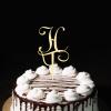 Letter H Monogram Cake Topper Gold Custom Any Initial For Wedding Birthday Party Supplies Cake Toppers Wedding Engagement Anniversary Mother's Day Gifts Gold view 1