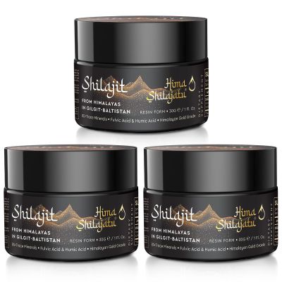 Hima Shilajatu Shilajit Purest Himalayan Organic Shilajit Resin - Gold Grade 100% Purity Shilajit with Fulvic Acid & 85+ Trace Minerals Complex for Energy & Immune Support, Pack of 3 (6 Months Supply)