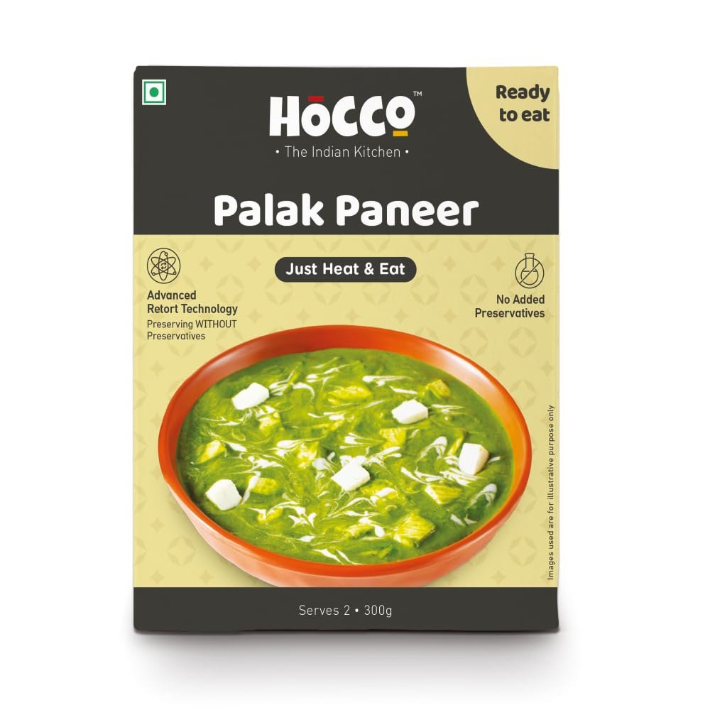 HOCCO Paneer Sabji Combo Pack of 4 (Smoked Paneer, Palak Paneer, Paneer Tikka Lababdar, Paneer Methi Malai) | Ready to Eat | Just Heat & Eat | No Added Preservative& Colours | Meal Ready in 5 Minutes