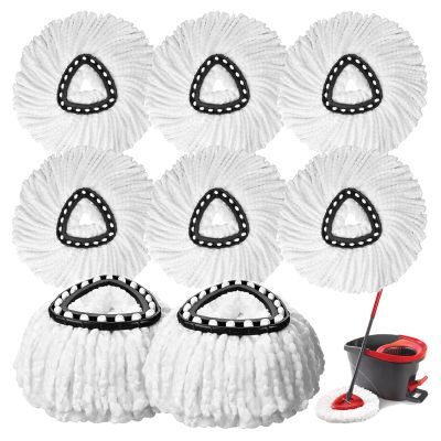 8 PCS Spin Mop Replacement Head,100% Microfiber Mopping Head Replacement Compatible with Triangle Spin Mop, 360 Degree Micro Spinning Mop Replace Head for Easy House Cleaning Floor Mopping