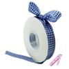 Blue and White Gingham Ribbon, 5/8" x 25Yd Roll Picnic Craft Ribbon Buffalo Ribbons for Crafts Hair Accessories Craft and Christmas Gift Wrapping,5/8 Inch Polyester Woven Edge +60" Tape Measure view 1