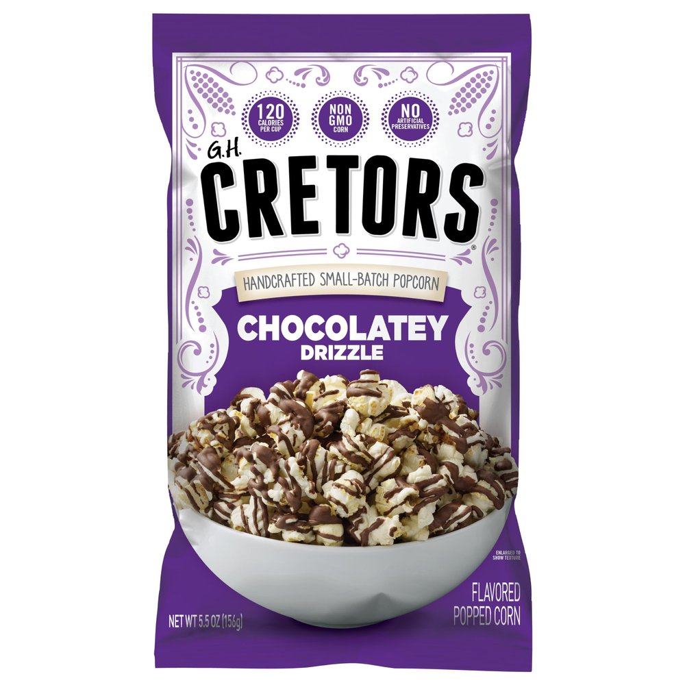 G.H. Cretors Dark Chocolatey Drizzle Flavored Popcorn, Non GMO, 5.5 Ounces (Pack Of 12)