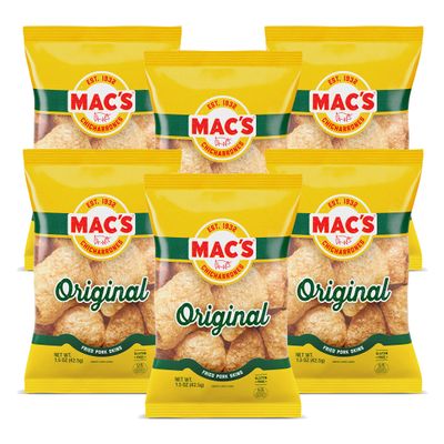 Mac's Crunchy Chicharrones, Low Carb, Keto Friendly Snack (Original, 5 Ounce, Pack of 6)