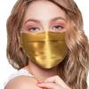 CH.yishi 100% Mulberry Silk Face Mask Covering Men & Women Reusable with Ear loops Nose Wire Filter (Pleated With Filter and Nose Wire, Gold) view 1