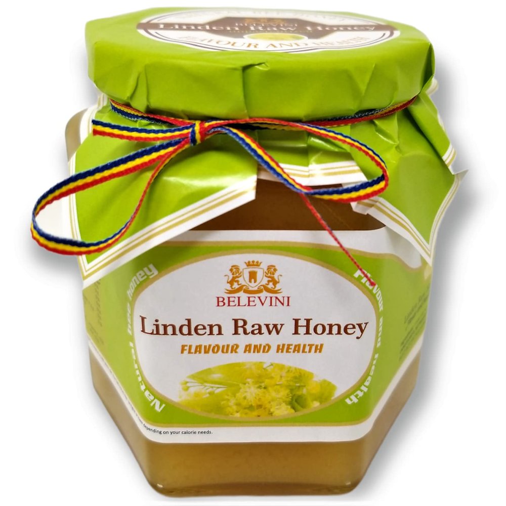 Belevini Linden Honey Raw 500g/17.64 Oz Natural Bee Honey from Romania, Unpasteurized, No Preservatives Added (Pack of 1)