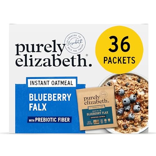 Purely Elizabeth Classic Cinnamon Superfood Oatmeal, with Prebiotic Fiber, Gluten Free & Non-GMO, 9.12 Oz (Pack of 6) (6 Pack, Blueberry Flax)