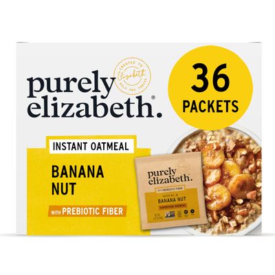 Purely Elizabeth Classic Cinnamon Superfood Oatmeal, with Prebiotic Fiber, Gluten Free & Non-GMO, 9.12 Oz (Pack of 6) (6 Pack, Banana Nut)