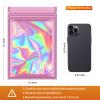 100 Pieces Resealable Mylar Bags, Small Holographic Packaging Bags, Smell Proof Mylar Bags for Food Storage/Jewelry/Eyelash for Small Business (Pink, 6.3x9.4 Inch) view 2