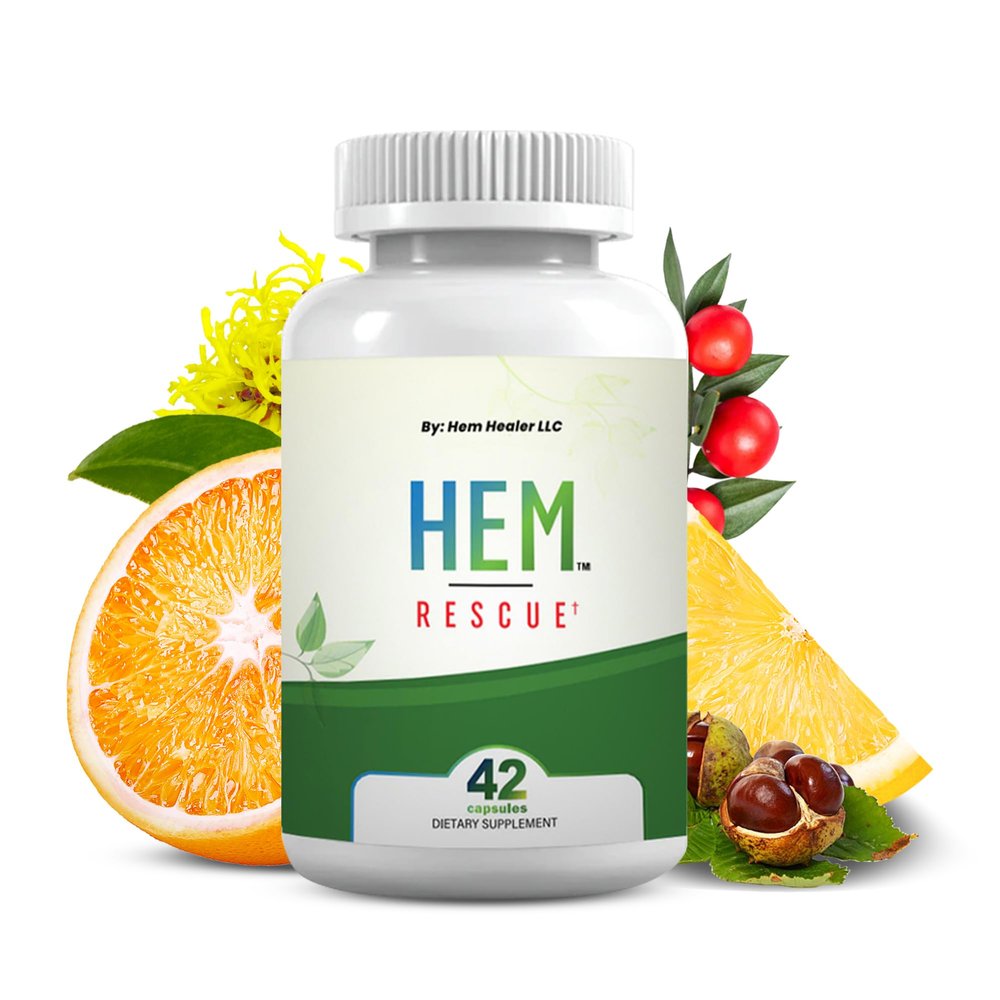 Hem Healer Hem Rescue Hemorrhoid Treatment Supplement - All Natural, Reduces Discomfort & Swelling, Boosts Blood Flow, Oral Botanical Blend, Made in USA - (1 Bottle Pack)
