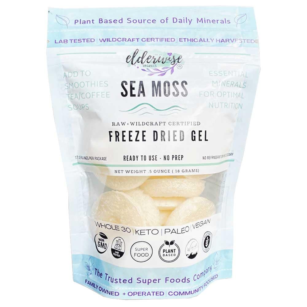 Elderwise Sea Moss Gel  Freeze Dried Sea Moss Gel, Wildcrafted, Natural, Pure, No Refrigeration Required (12 pcs)