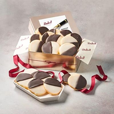 Dulcet Gift Baskets NY Style Black & White Cookies Favorite Gift Tin- Great for Thinking of You Gifts -holiday Celebrations-Get Well Thank You & Sympathy Wishes for Men, Women, Girls, boys