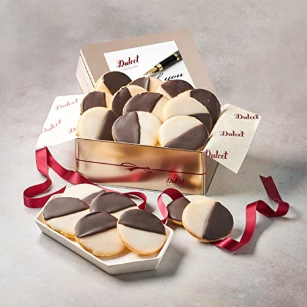 Dulcet Gift Baskets NY Style Black & White Cookies Favorite Gift Tin- Great for Thinking of You Gifts -holiday Celebrations-Get Well Thank You & Sympathy Wishes for Men, Women, Girls, boys