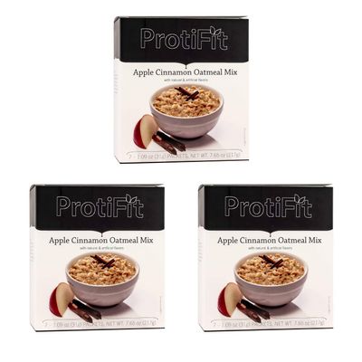 PROTIFIT - High Protein Apple Cinnamon Oatmeal Mix 3 Pack, 15g Protein, Low Calorie, Low Fat, Low Sugar, Low Carb, Ideal Protein Compatible, 7 Servings Per Box, (3 Pack)