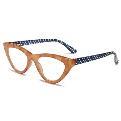 2SeeLife Premium Cat Eye Reading Glasses for Women  NarrowMedium Fit, Sturdy Frame, Spring Hinges, Stylish Funky Readers, Honey Yellow, +1.75