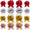 UNIQOOO Assorted Gift Wrap Pull Bow Set of 24, Medium 4'' Large 6'', Bulk for Gift Wrapping Basket Box Bag Dcor, Valentines Day Wedding Birthday Christmas Anniversary, Metallic Rose Gold Red Sliver view 1