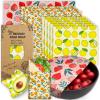 Reusable Beeswax Wrap - 9 Pack Eco-Friendly Beeswax Wraps For Food, Organic, Sustainable, Biodegradable, Zero Waste, Plastic-Free Food Storage, 1L Strawberry, 3M Orange, 5S Lemon Patterns view 1