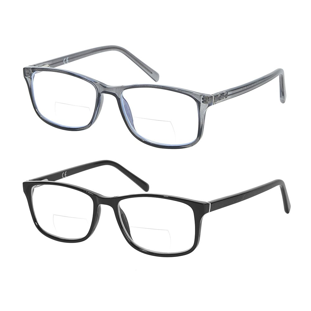Kafirlo Bifocal Reading Glasses Women Men Clear Upper Blue Light Blocking Computer Readers No Line Wide Frame Bluelight Progressive Transition Driving Eyeglass Ultralight Stylish Designer Eyewear 2.00