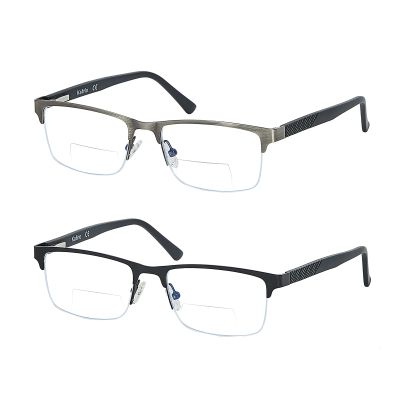 Kafirlo Half Frame Bifocal Reading Glasses for Men Fashion Blue Light Blocking Computer Reader Ultralight Designer Rimless Eyewear 3.0